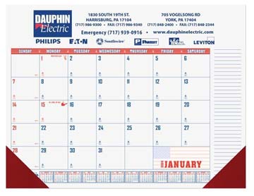 Patriotic Calendar Desk Pad w/Two Color Imprint - 21.75" x 17") - 13 month